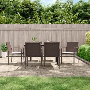 vidaXL Ensemble à manger de jardin 7 pcs coussins résine tressée acier pas cher