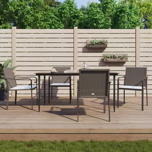 vidaXL Ensemble à manger de jardin 5 pcs coussins résine tressée acier pas cher