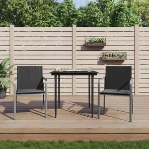 vidaXL Ensemble à manger de jardin 3 pcs coussins résine tressée acier pas cher