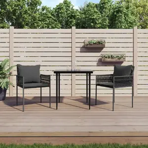 vidaXL Ensemble à manger de jardin 3 pcs coussins résine tressée acier pas cher