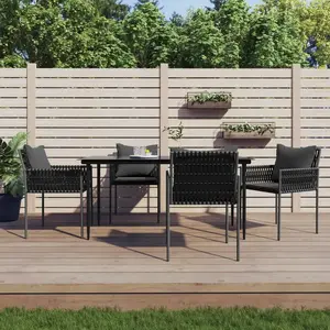 vidaXL Ensemble à manger de jardin 5 pcs coussins résine tressée acier pas cher