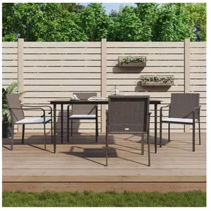 vidaXL Chaises de jardin et coussins lot de 4 marron 56x59x84 cm rotin pas cher