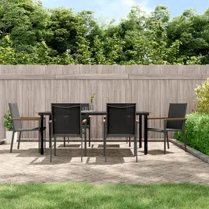 vidaXL Ensemble à manger de jardin 7 pcs noir textilène et acier pas cher
