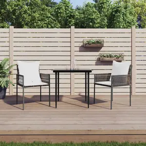 vidaXL Ensemble à manger de jardin 3 pcs coussins résine tressée acier pas cher