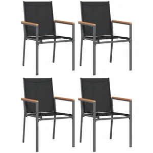 Comparateur de prix : vidaXL Chaises de jardin lot de 4 noir 55x61,5x90cm textilène et acier