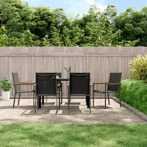 Comparateur de prix : vidaXL Chaises de jardin lot de 6 noir 55x61,5x90cm textilène et acier