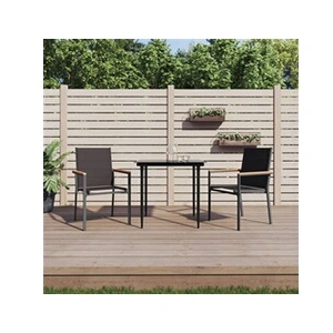vidaXL Ensemble à manger de jardin 3 pcs noir textilène et acier pas cher