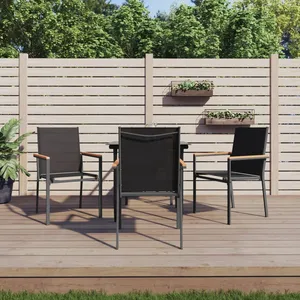 vidaXL Ensemble à manger de jardin 5 pcs noir textilène et acier pas cher