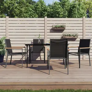 vidaXL Ensemble à manger de jardin 5 pcs noir textilène et acier pas cher