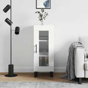 vidaXL Buffet Blanc brillant 34,5x34x90 cm Bois d'ingénierie pas cher