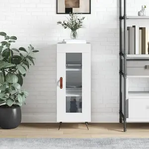 vidaXL Buffet Blanc brillant 34,5x34x90 cm Bois d'ingénierie pas cher