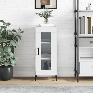 vidaXL Buffet Blanc brillant 34,5x34x90 cm Bois d'ingénierie pas cher