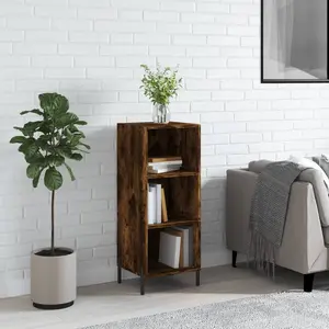 vidaXL Buffet chêne fumé 34,5x32,5x90 cm bois d'ingénierie pas cher