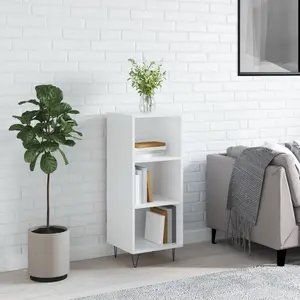 vidaXL Buffet blanc brillant 34,5x32,5x90 cm bois d'ingénierie pas cher