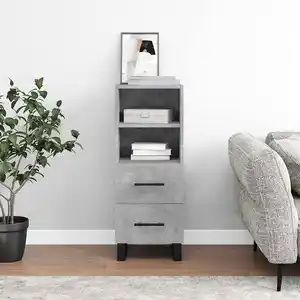 vidaXL Buffet Gris béton 34,5x34x90 cm Bois d'ingénierie pas cher