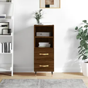 vidaXL Buffet Chêne marron 34,5x34x90 cm Bois d'ingénierie pas cher