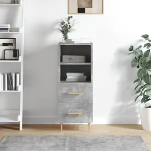 vidaXL Buffet Gris béton 34,5x34x90 cm Bois d'ingénierie pas cher