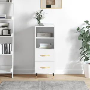 vidaXL Buffet Blanc brillant 34,5x34x90 cm Bois d'ingénierie pas cher