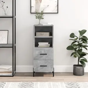 vidaXL Buffet Gris béton 34,5x34x90 cm Bois d'ingénierie pas cher