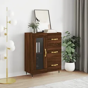 vidaXL Buffet chêne marron 69,5x34x90 cm bois d'ingénierie pas cher