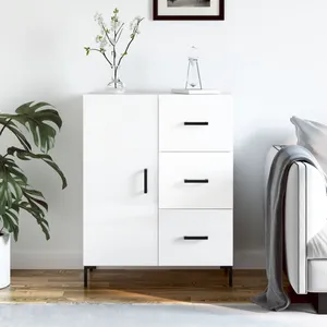 vidaXL Buffet Blanc brillant 69,5x34x90 cm Bois d'ingénierie pas cher
