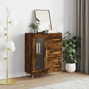 vidaXL Buffet chêne fumé 69,5x34x90 cm bois d'ingénierie pas cher
