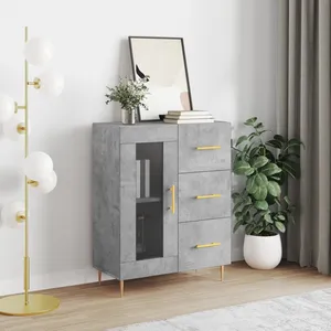 vidaXL Buffet gris béton 69,5x34x90 cm bois d'ingénierie pas cher