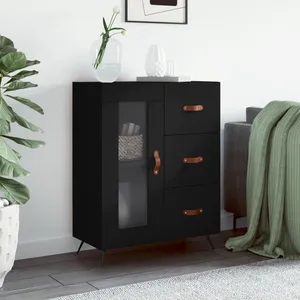 vidaXL Buffet noir 69,5x34x90 cm bois d'ingénierie pas cher