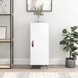 vidaXL Buffet Blanc brillant 34,5x34x90 cm Bois d'ingénierie pas cher