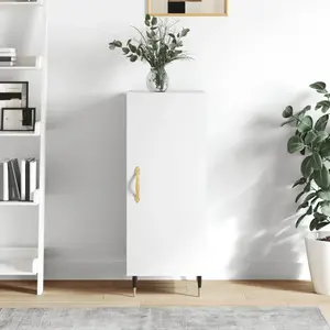 vidaXL Buffet Blanc brillant 34,5x34x90 cm Bois d'ingénierie pas cher