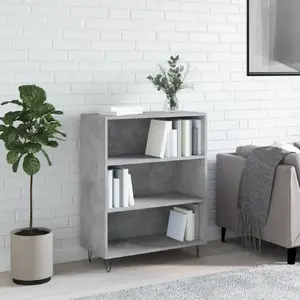 vidaXL Bibliothèque gris béton 69,5x32,5x90 cm bois d'ingénierie pas cher
