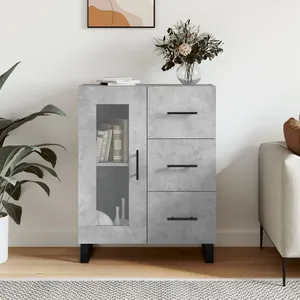 vidaXL Buffet gris béton 69,5x34x90 cm bois d'ingénierie pas cher