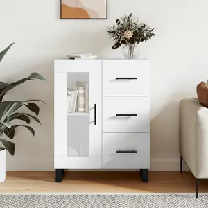 vidaXL Buffet Blanc brillant 69,5x34x90 cm Bois d'ingénierie pas cher