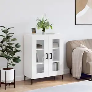 vidaXL Buffet Blanc brillant 69,5x34x90 cm Bois d'ingénierie pas cher