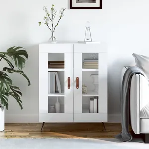 vidaXL Buffet Blanc brillant 69,5x34x90 cm Bois d'ingénierie pas cher