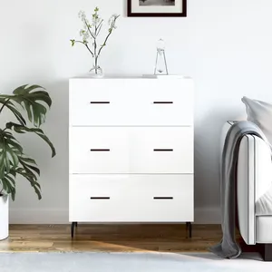 vidaXL Buffet Blanc brillant 69,5x34x90 cm Bois d'ingénierie pas cher