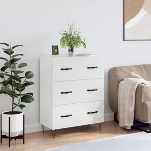 vidaXL Buffet Blanc brillant 69,5x34x90 cm Bois d'ingénierie pas cher