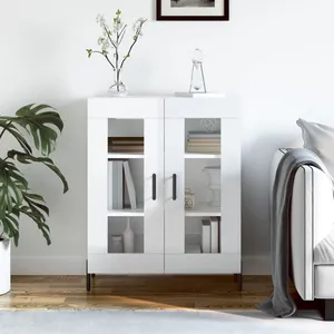 vidaXL Buffet Blanc brillant 69,5x34x90 cm Bois d'ingénierie pas cher