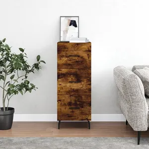 vidaXL Buffet Chêne fumé 34,5x34x90 cm Bois d'ingénierie pas cher