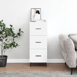 vidaXL Buffet blanc 34,5x34x90 cm bois d'ingénierie pas cher