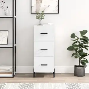 vidaXL Buffet Blanc brillant 34,5x34x90 cm Bois d'ingénierie pas cher
