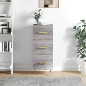 vidaXL Buffet Sonoma gris 34,5x34x90 cm Bois d'ingénierie pas cher