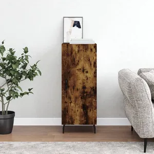 vidaXL Buffet Chêne fumé 34,5x34x90 cm Bois d'ingénierie pas cher