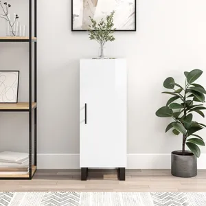 vidaXL Buffet Blanc brillant 34,5x34x90 cm Bois d'ingénierie pas cher