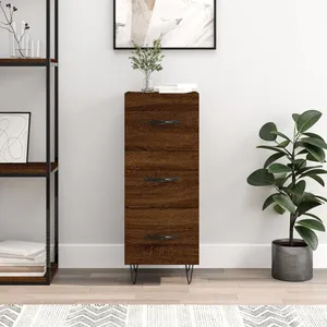 vidaXL Buffet Chêne marron 34,5x34x90 cm Bois d'ingénierie pas cher
