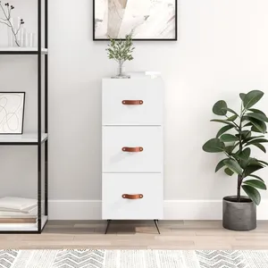 vidaXL Buffet Blanc brillant 34,5x34x90 cm Bois d'ingénierie pas cher