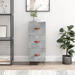 vidaXL Buffet Gris béton 34,5x34x90 cm Bois d'ingénierie pas cher