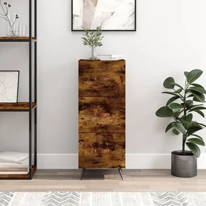 vidaXL Buffet Chêne fumé 34,5x34x90 cm Bois d'ingénierie pas cher