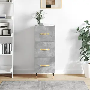 vidaXL Buffet Gris béton 34,5x34x90 cm Bois d'ingénierie pas cher