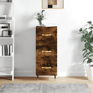 vidaXL Buffet Chêne fumé 34,5x34x90 cm Bois d'ingénierie pas cher